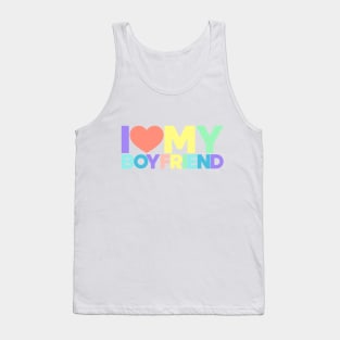 I Love My Boyfriend Red Hearts Love Couple (Rainbow) Tank Top